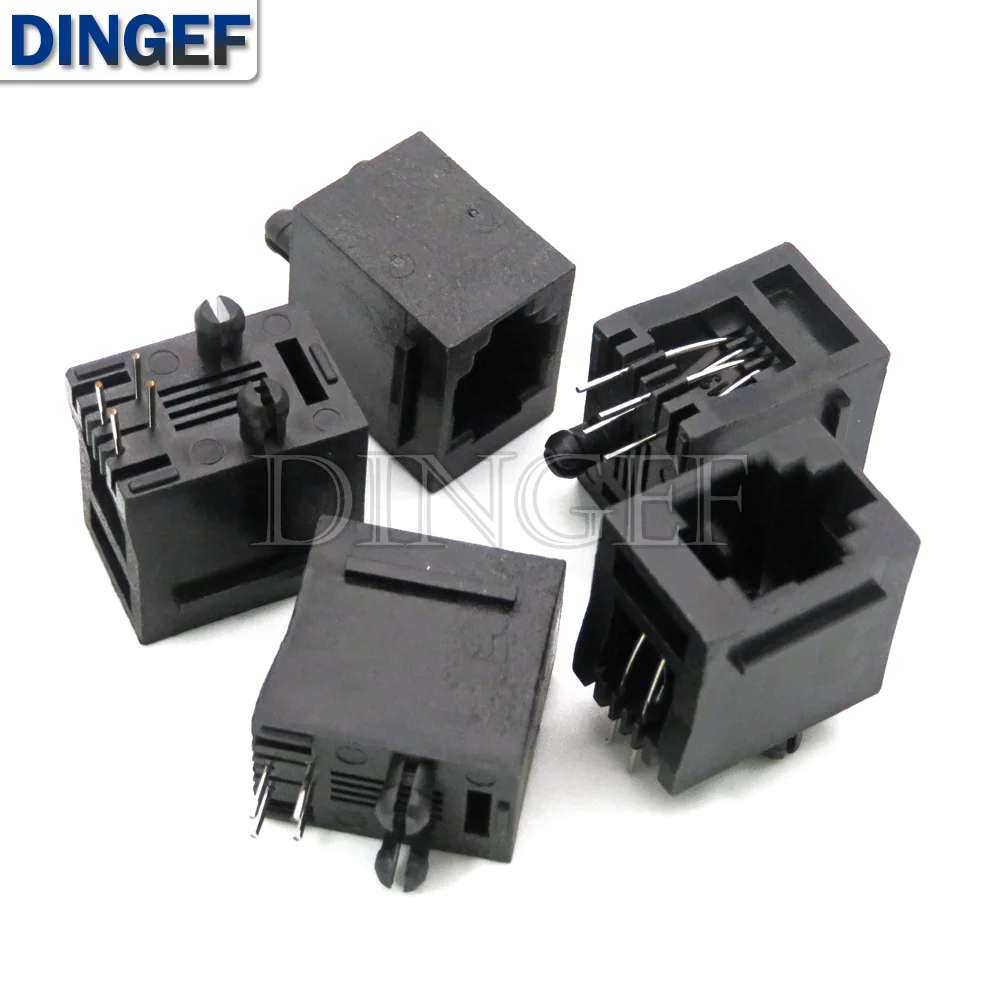 5 шт. розетка RJ11 4P4C 6P2C 6P4C 6P6C 8P8C сиденье RJ12, гнездо для телефона, 6 ядер, кристаллическая головка, черный, серый