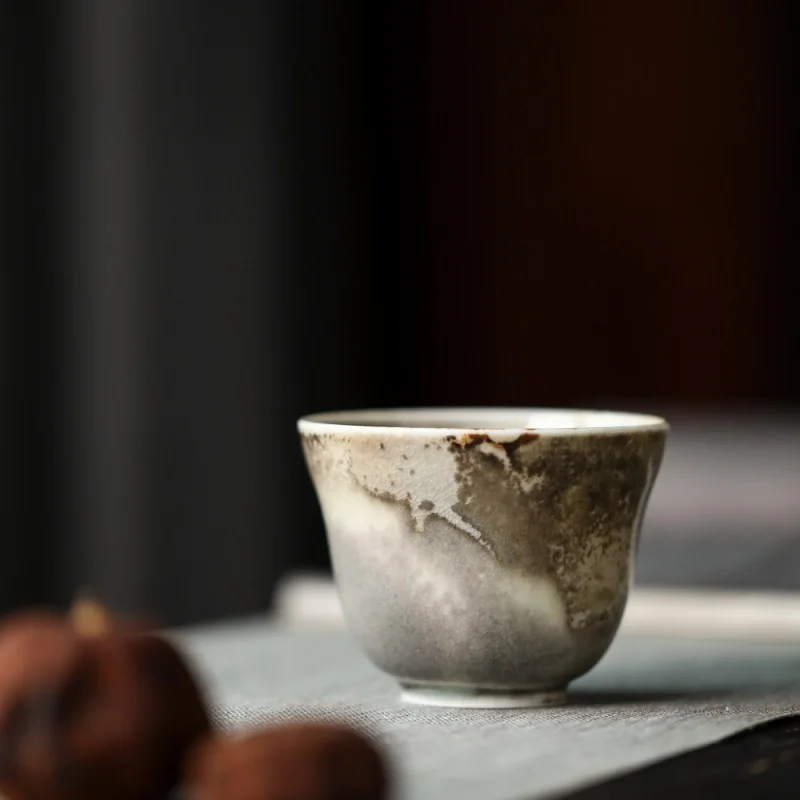 

Jingdezhen Thin Glaze Kiln Baked Crystal Glaze Firewood Tea Cup Master Cup Tea Cup Single Cup Ceramic Tea Set Zhi Wild Burning