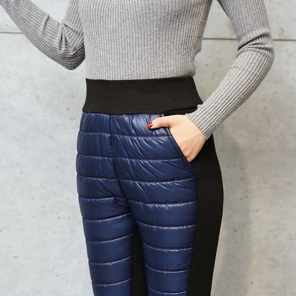 

Зимние Пуховые хлопковые брюки 6XL, теплые спортивные брюки, женские повседневные леггинсы, брюки, женские утепленные зимние штаны с высокой талией