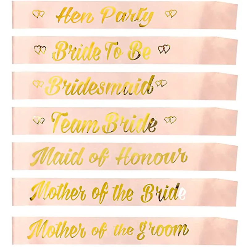 

1pcs Rose Gold Bride To Be Team Bride Bridesmaid Mother of The Groom Mother of The Bride Madi of Honour Satin Sash Wedding Decor