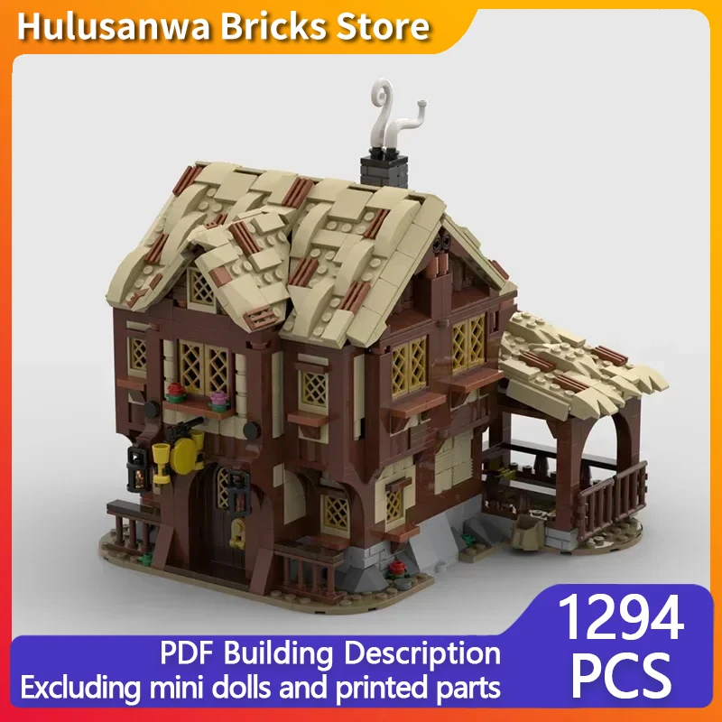 Средневековый замок модель с видом на улицу MOC строительные кирпичи деревня