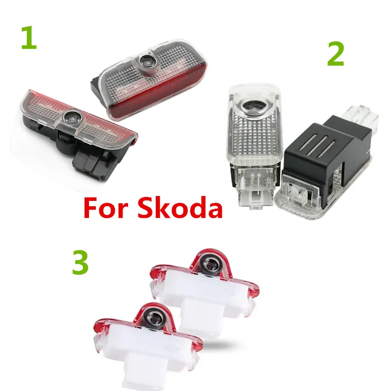 

2X Led Car Door Welcome Light Logo Projector Courtesy Lamp For Skoda Superb Roomster Febia Octavia A5 A7 Octavia 2 3 Accessories