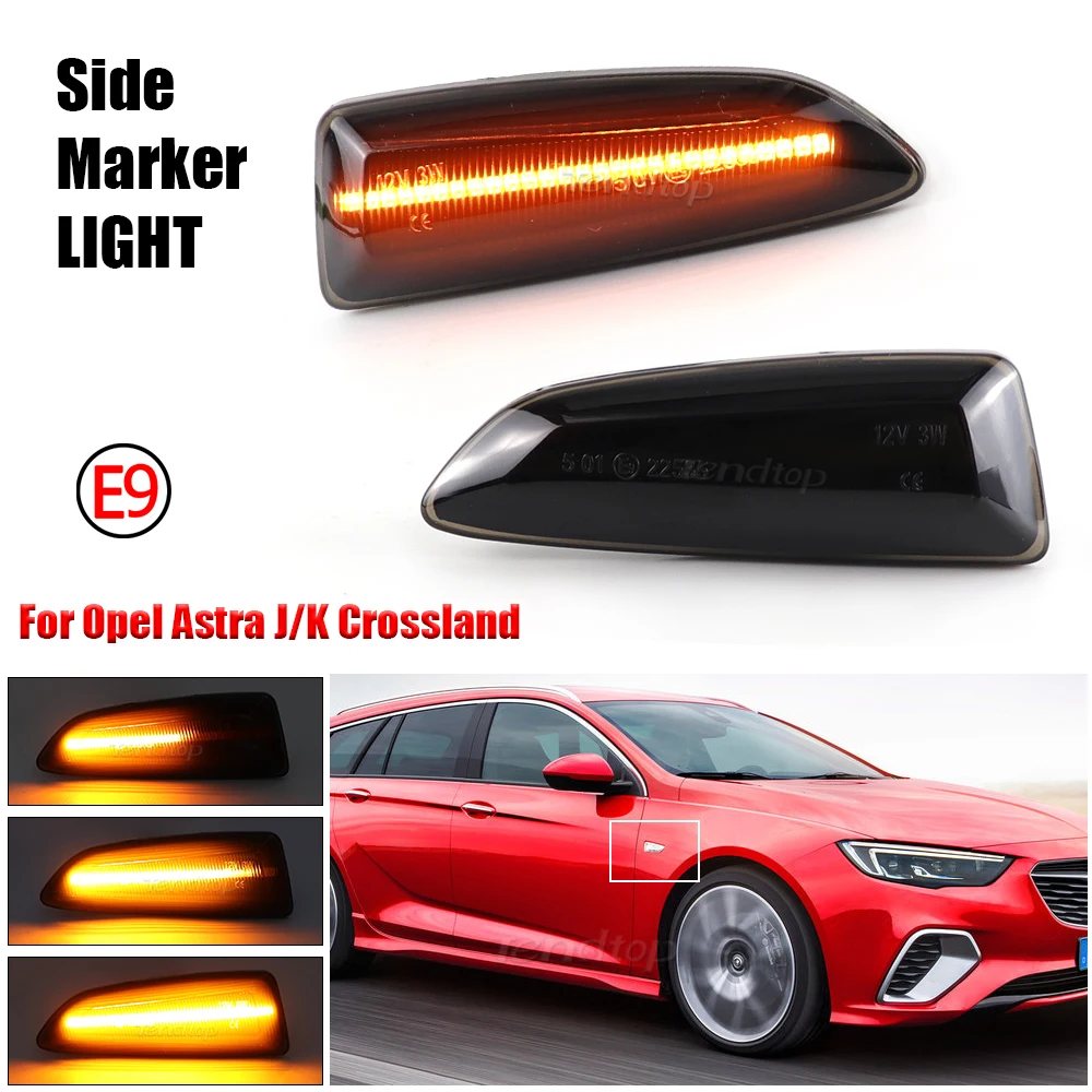 For Opel Astra J K Zafira C Insignia B Grandland X LED Side Marker Light Dynamic Turn Signal Fender Sequential Lamp