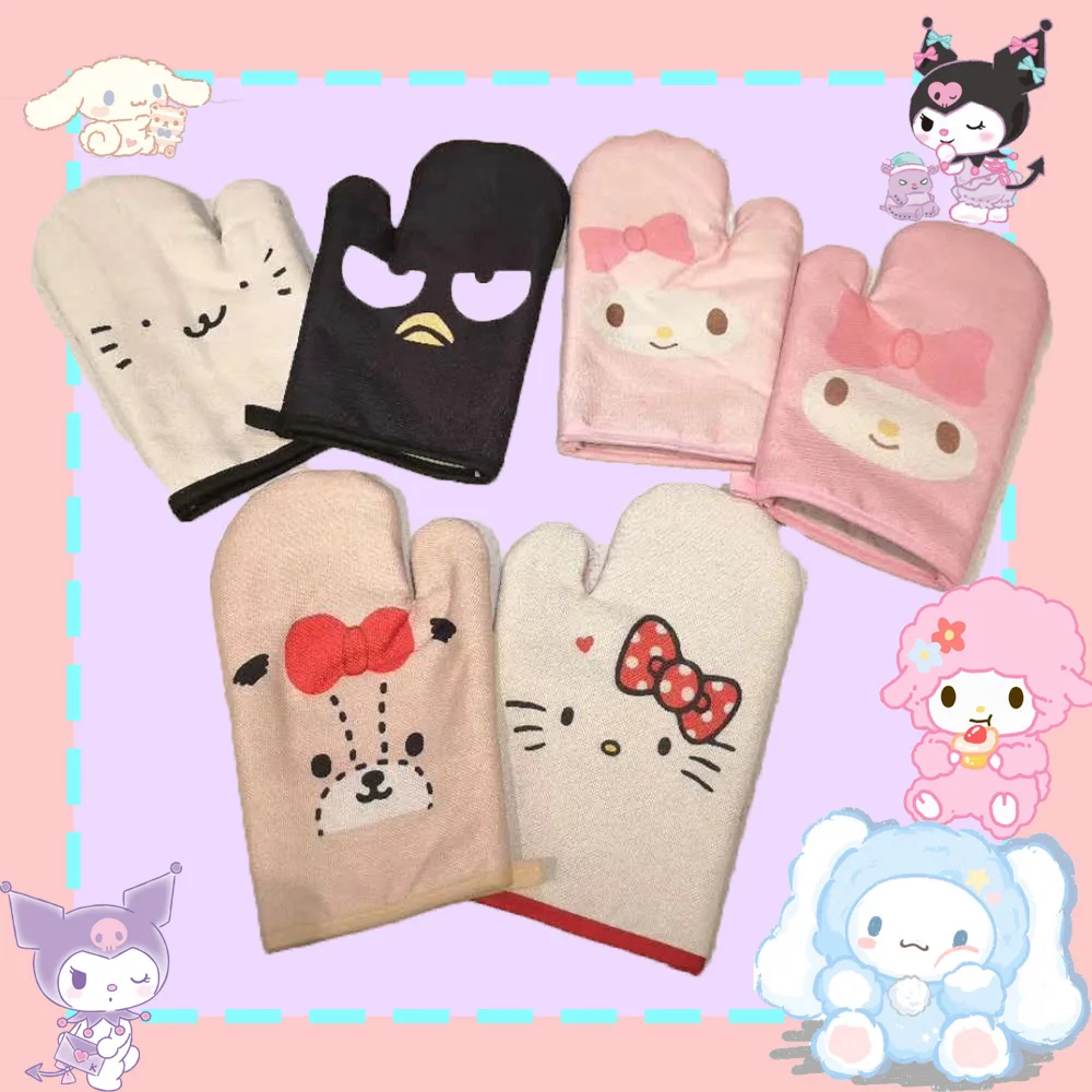 

Милые Мультяшные перчатки Sanrio My Melody Hello Kitty для микроволновой печи с защитой от ожогов милые изоляционные перчатки для выпечки детские празд...