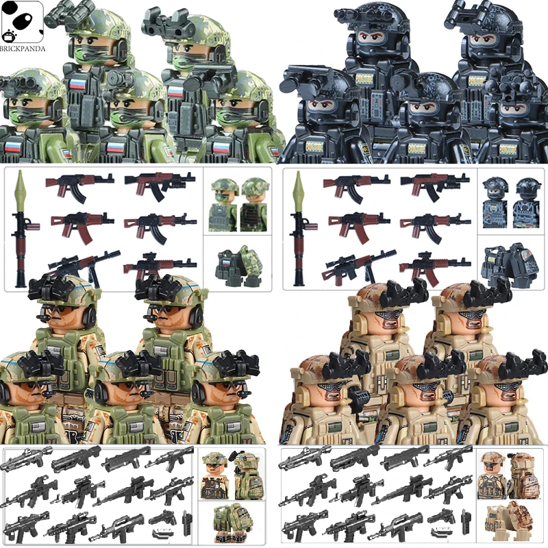 

Modern Military SWAT Building Blocks Russian Soldiers Figures US Camouflage Armors Equipment Bricks Toys Compatible Boys Gift