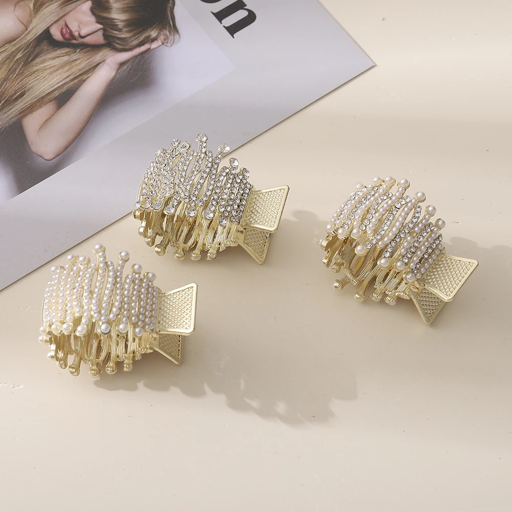 

Women Luxury Zircon Pearl Hairpin Tassel High Ponytail Hair Claws Hair Clips Barrettes Hairpin Headband Fashion Hair Accessories