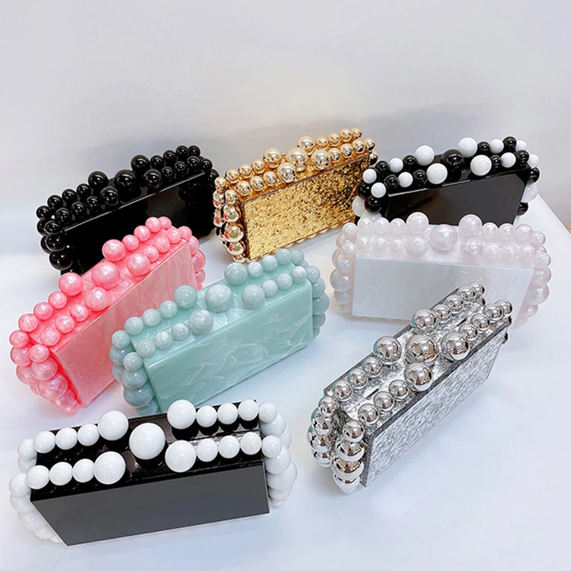 

Beading Acrylic Clutch Bag Beads Box Evening Designer Luxury Gold Silver Novelty Purses And Handbags Leopard Wedding Party X60R