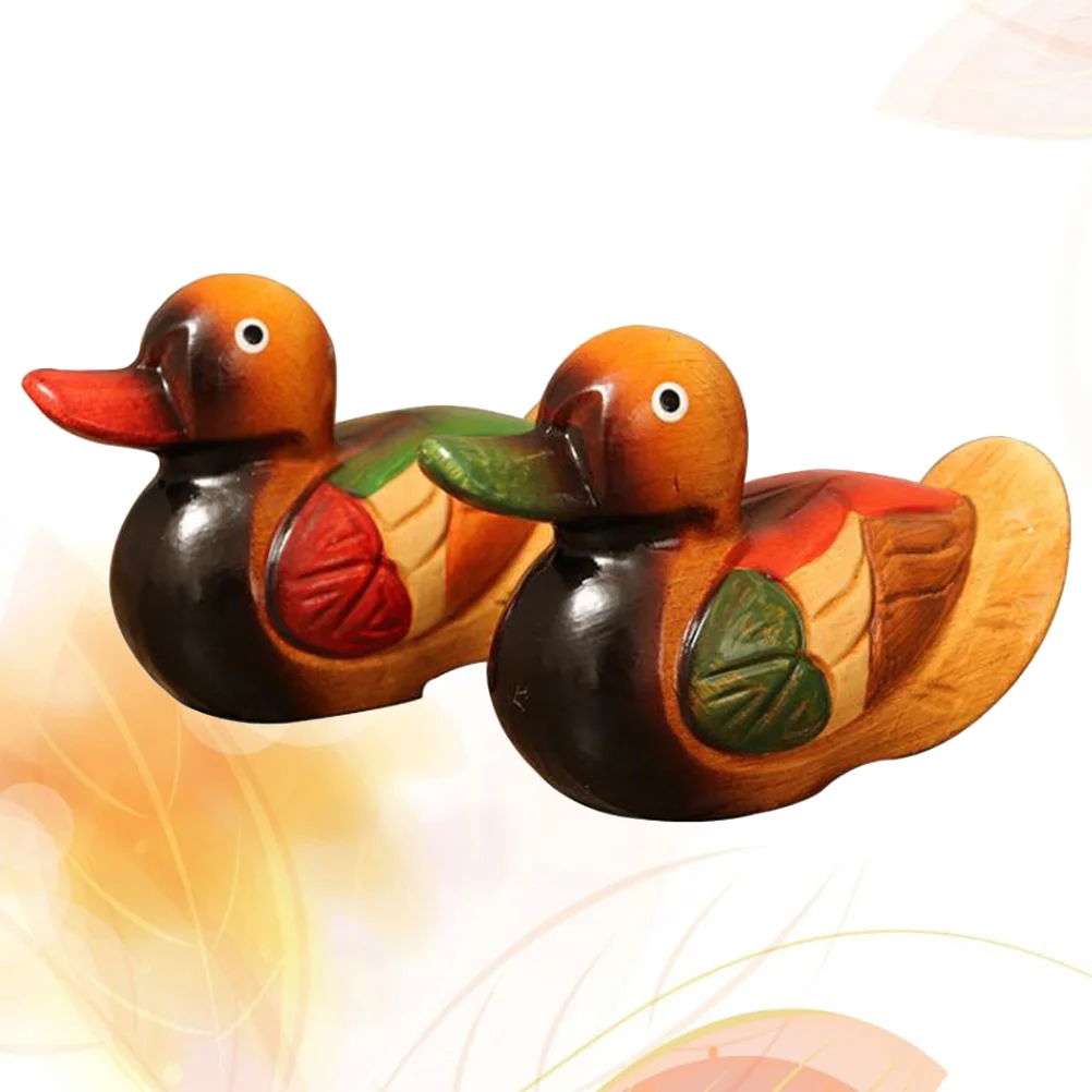 

Duck Mandarin Figurine Animal Statue Wood Model Figurines Wedding Love Couple Ornament Sculpture Wooden Birds Figures Chinese