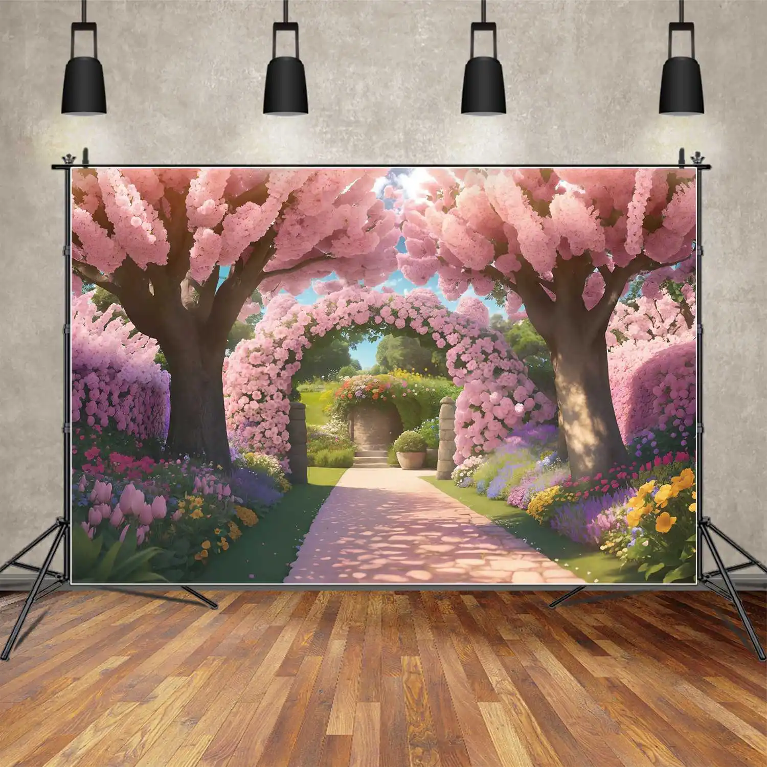 

Children Flowers Birthday Wall Backdrops Photography Decor Pink Blossom Custom Baby Photo Booth Photographic Backgrounds
