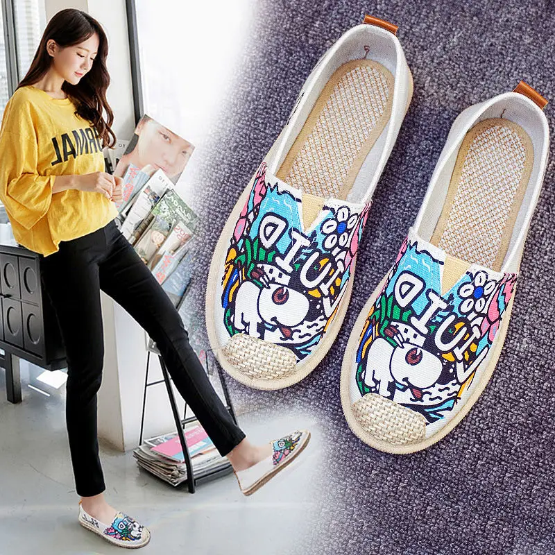 

Spring Summer Women's Shoe Trend 2023 Low Without Heel Anime Hit Sneaker Women Canvas Casual Shoes Fashion Flat Cute Autumn New