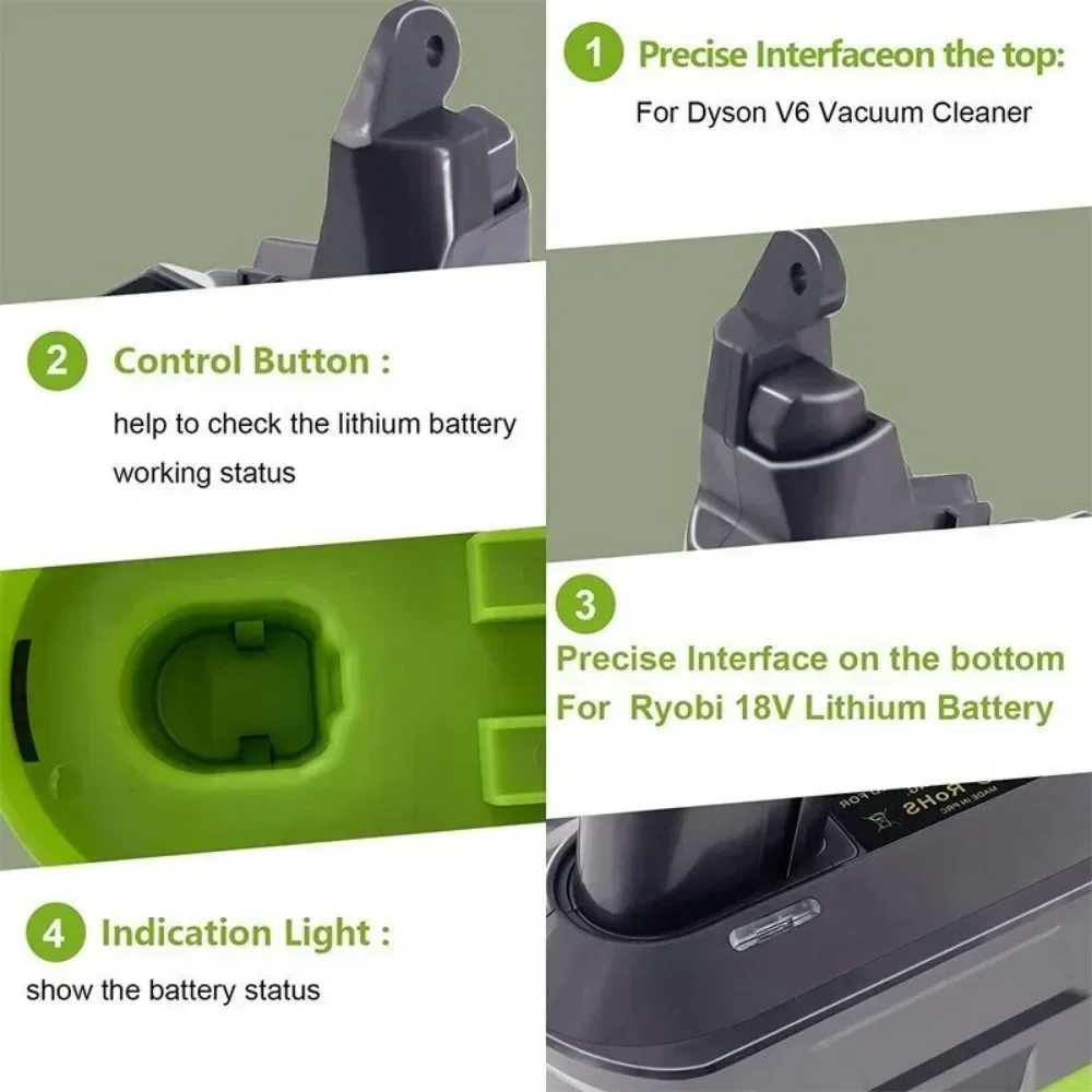 Адаптер для Ryobi 18 в преобразователь литиевого аккумулятора ручной пылесос Dyson V6 V7