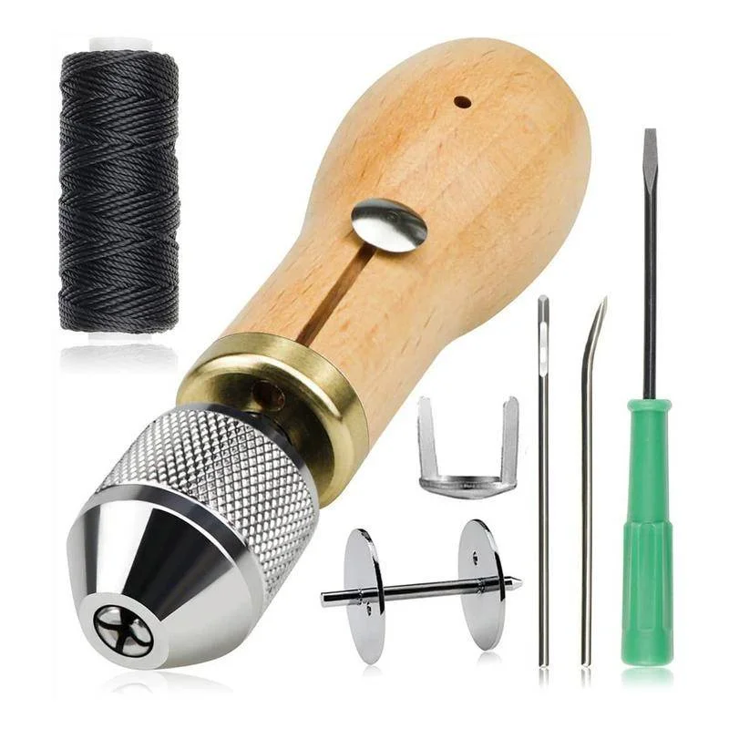 

DIY Hand Leather Sewing Awl with Needles Tool Kit Craft Stitching Shoemaker Canvas Repair Thread Speedy Stitcher
