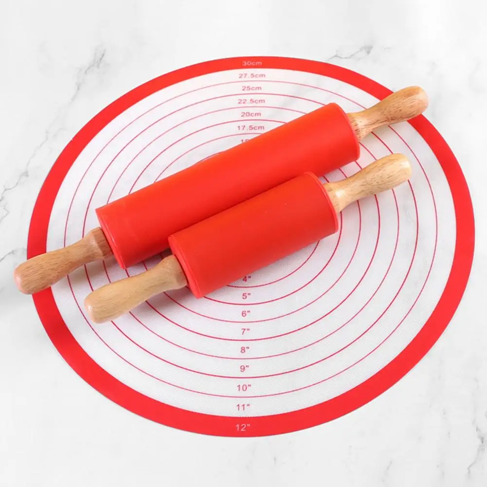 

Durable with Rolling Pin Easy to Clean Countertop Silicone Dough Kneading Pad Food Grade Dough Kneading Mat Kitchen Supplies