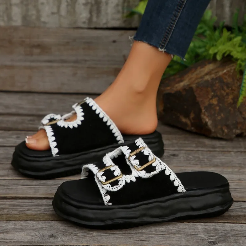 Женские тапочки на плоской подошве и платформе леопардовые модные сандалии