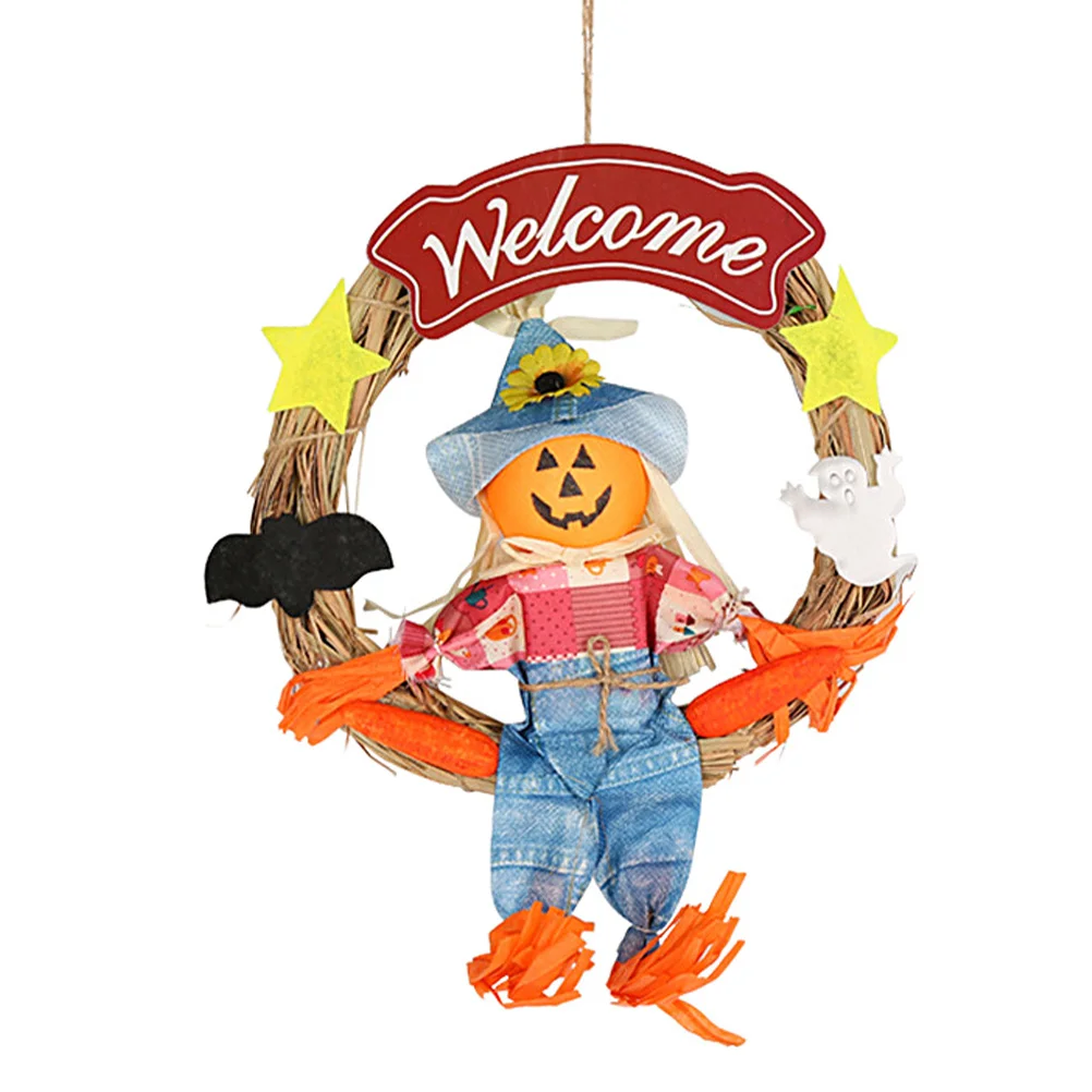 

1Pc Hanging Pendant Beautiful Scarecrow Wreath Hanging Pendant for