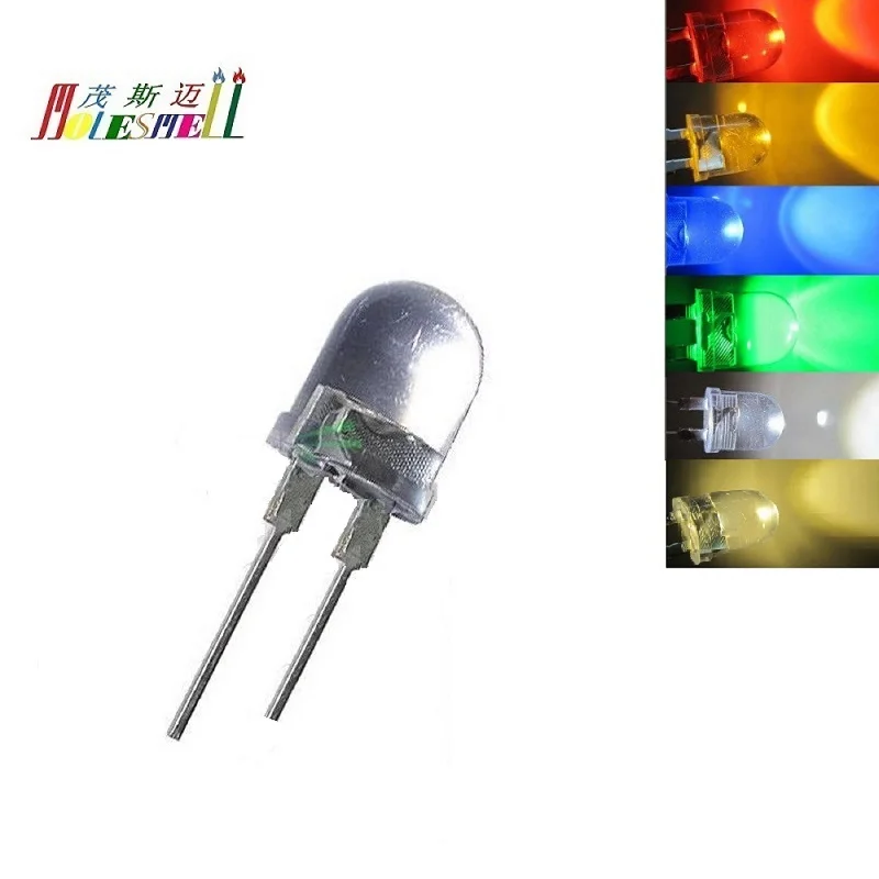 

100pcs 10mm 0.5w Water Clear Red Yellow Blue Green White LED Super Bright Light Lamp Diodes Bulb