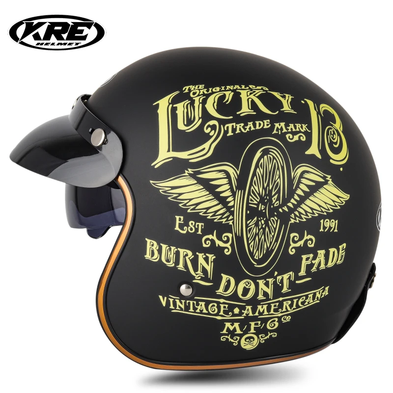 

Винтажный мотоциклетный шлем для мужчин, одобренный в горошек, чоппер с ретро-очками, Шлем De Moto Pour Homme с открытым лицом