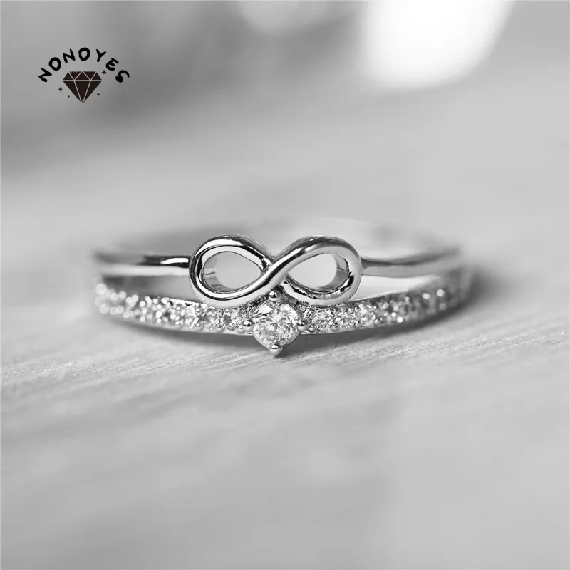 Женское кольцо с фианитом, золотистое/серебристое кольцо с белым кристаллом