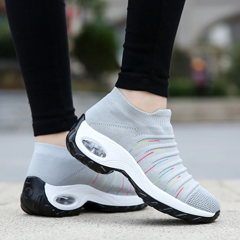 Women's Sneakers Sock Loafer Shoes Cushioned Fashion Platform Chunky Sneakers Slip on Casual Sports Shoes