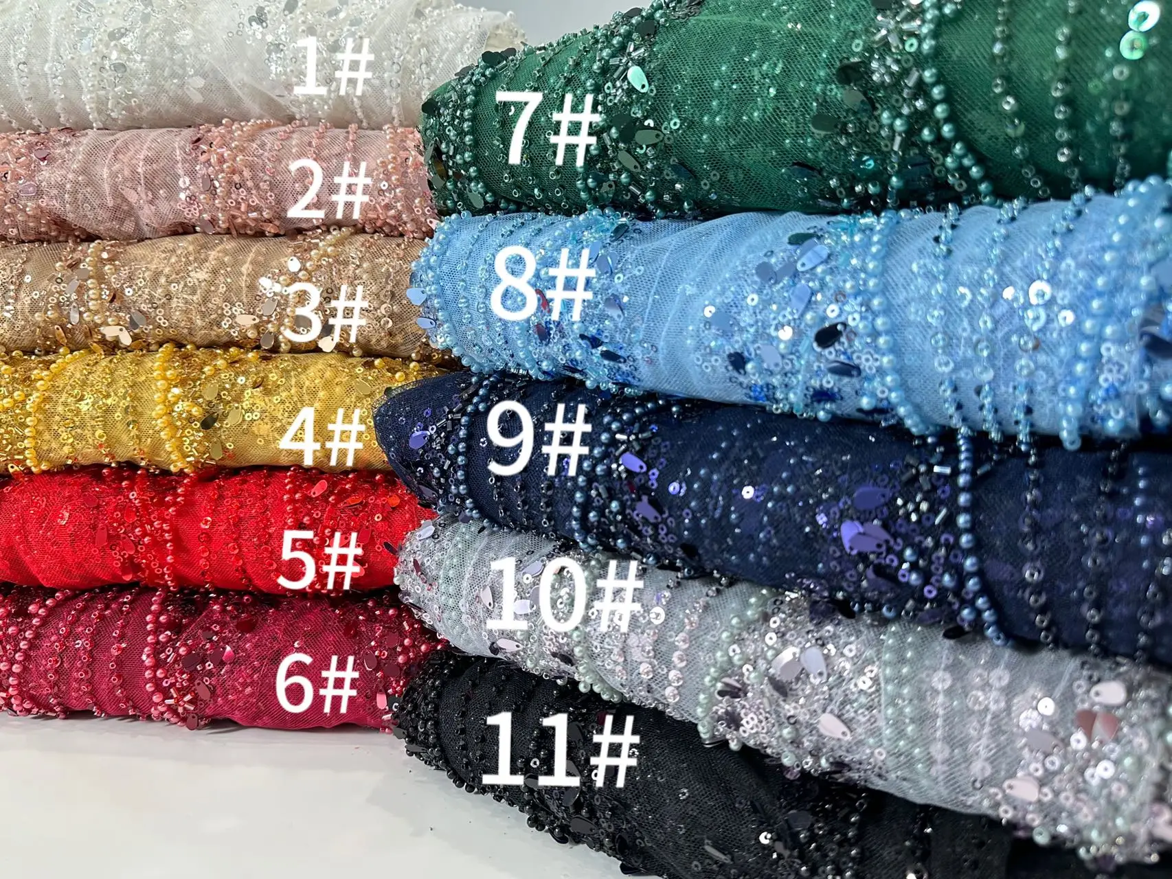 Элегантная французская вышивка тяжелая сетка из бисера кружевная ткань 2024