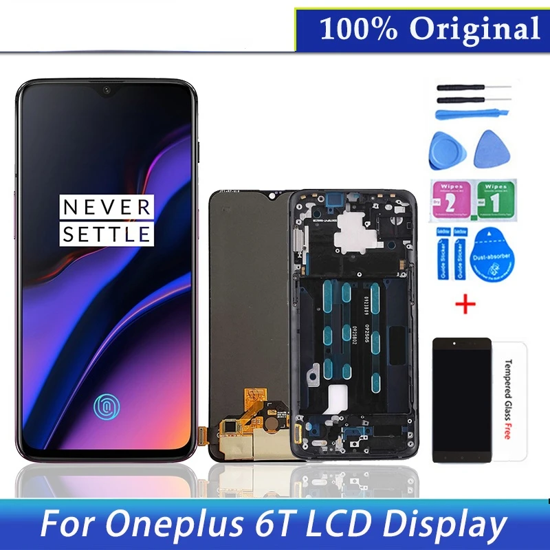 

6,41 "оригинал для OnePlus 6T ЖК-дисплей кодирующий преобразователь сенсорного экрана в сборе Замена для One Plus 6T A6010 A6013 AMOLED дисплей