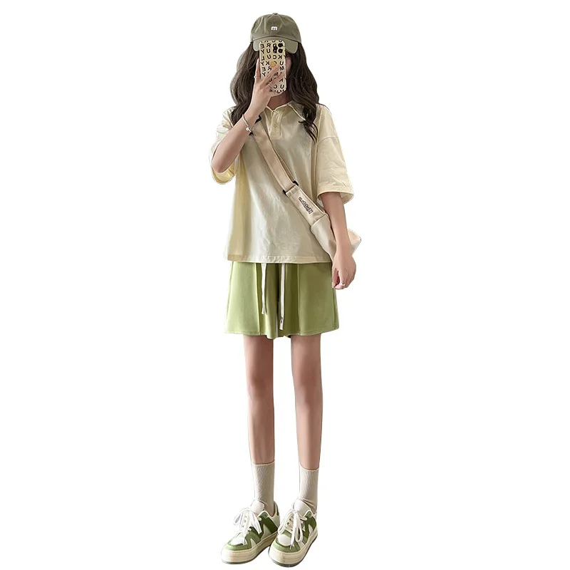 Shorts girl summer five points to wear slacks relaxed joker running wide-legged pants