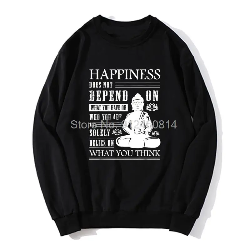 Цитата Будды Zen буддизм Йога счастье Толстовка мужской хлопок флис свитер хип-хоп