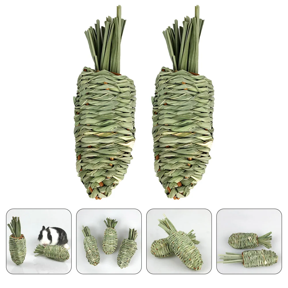 

2Pcs Woven Radish Molar Toy Weaving Radish Toy Parrot Biting Radish Toy Small Pet Chewing Toy