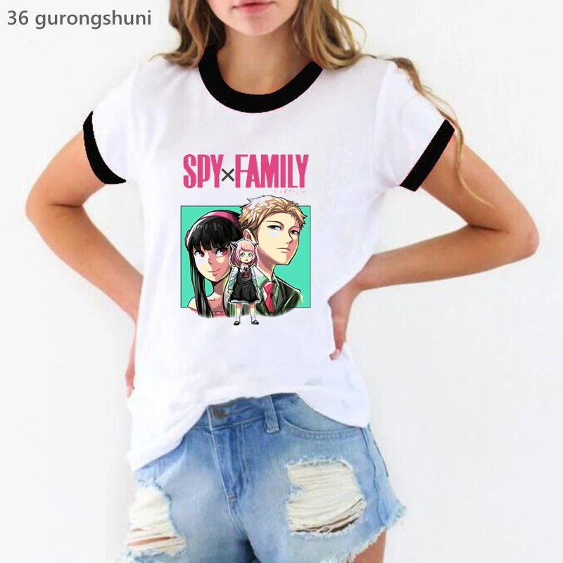 

Футболки с графическим принтом для девушек Spy X Family, крутая футболка с японским аниме-толстовщиком Anya, женская одежда, рубашка в стиле Харадз...