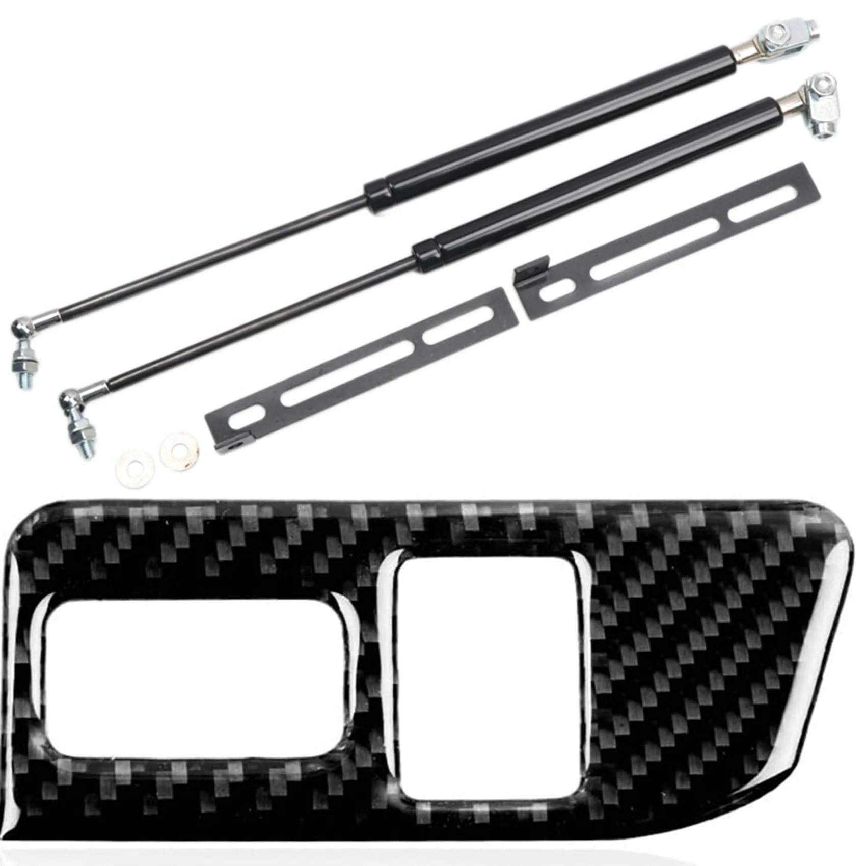 

Front Hood Lift Supports Gas Spring Struts With Car Trunk Switch Control Button Cover Trim Stickers