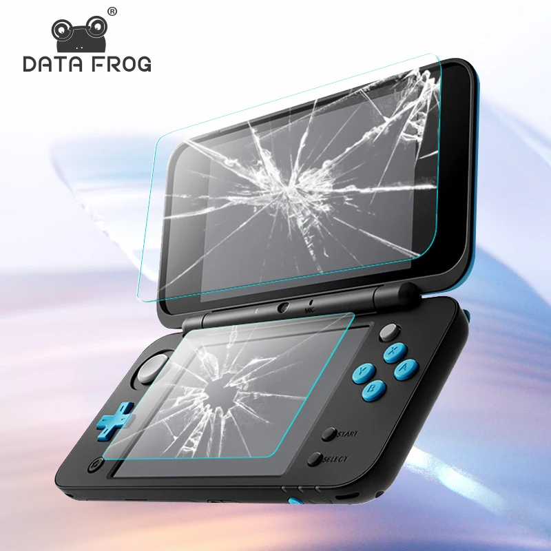 DATA FROG 2 Pcs 9H Tempered Glass Screen Protector Cover Film Compatible-Nintendo 2DS XL/LL Premium Protector Film