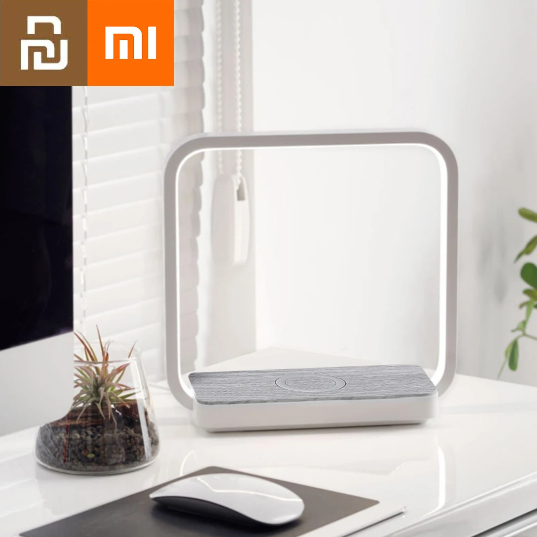 

Youpin Xiaomi Mobile Phone Wireless Charging Bedside Lamp Touch Night Lamp Table Wood Grain White Adjustable Brightness Smart