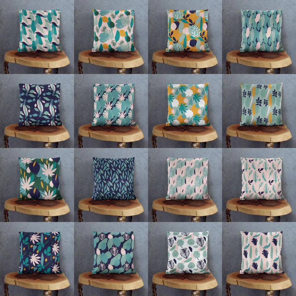 

Наволочка с зелеными растениями, плюшевые диванные подушки для гостиной, дивана, украшение для дома, декоративная наволочка, домашние подуш...