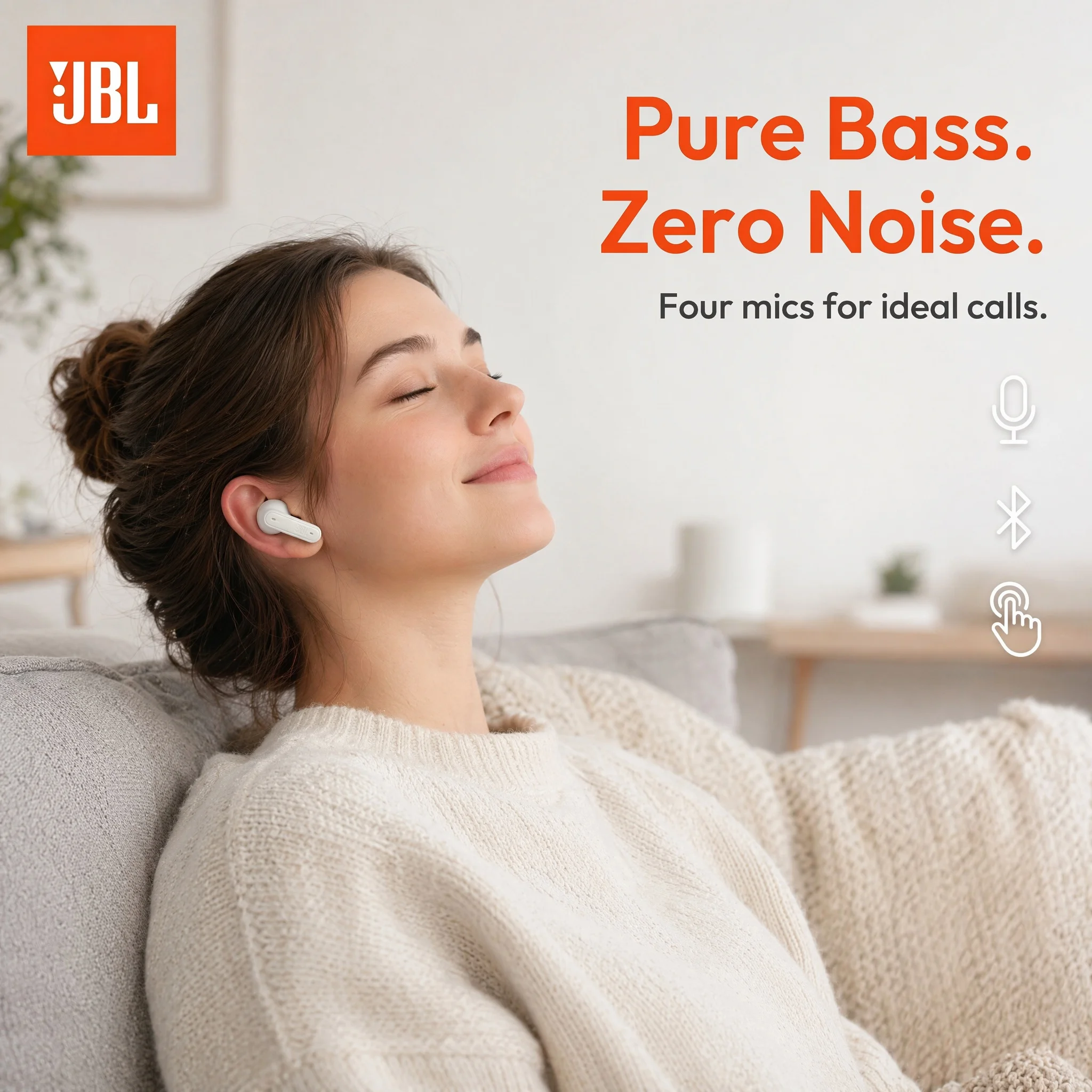 Фото Беспроводные стереонаушники JBL Tune 230NC TWS с глубокими басами, Bluetooth, для спорта и музыки, T230NC №3
