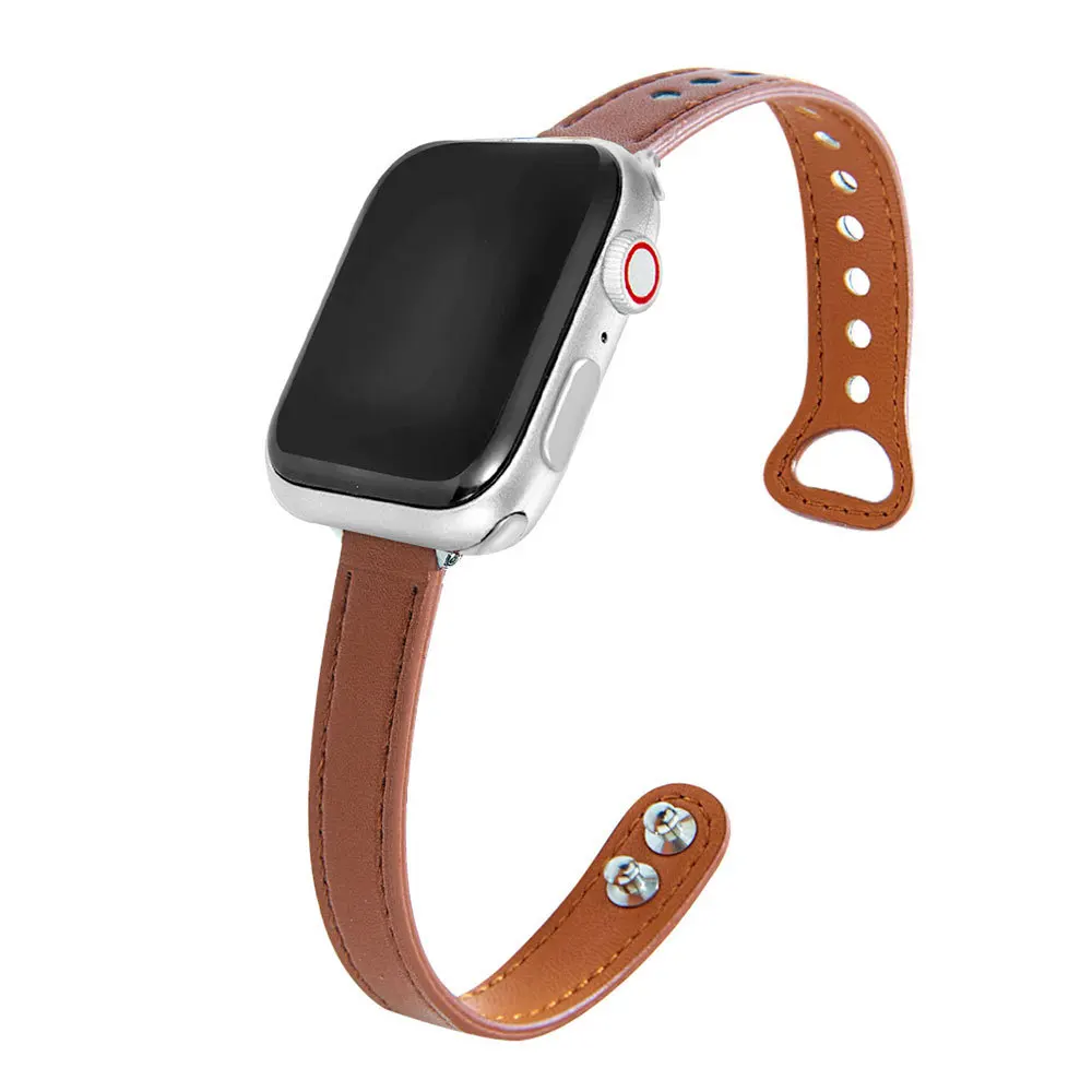 

Small waist slim Leather strap for apple watch band 44mm series 7 42mm 38mm 40 41 mm 45mm Smart Accessory Bracelet iWatch 6 se 5