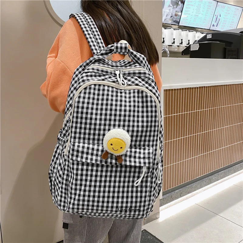 

Student Lattice Shoulders Schoolbag Girls High Capacity Backpack Children's Light Book Bag Big Kids Durable Lose Weight Package