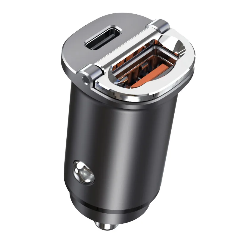 

Адаптер для быстрой зарядки PD + QC3.0, USB, металлическое автомобильное зарядное устройство, мини-гнездо для Huawei, Xiaomi, iPhone