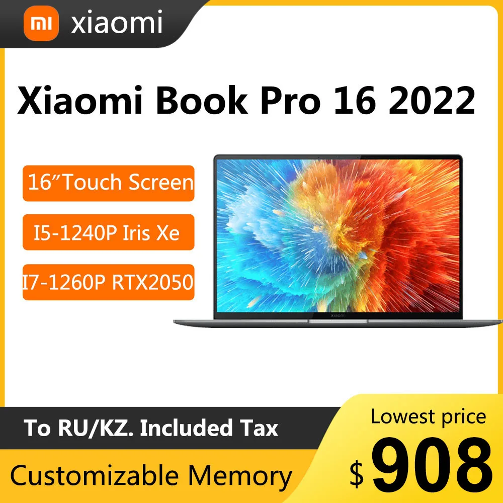 

Xiaomi Book Pro 16 Touchscreen Laptop 16 Inch 4K OLED Screen i7-1260P 16GB 512GB SSD GeForce RTX2050 4GB GDDR6 Notebook Computer
