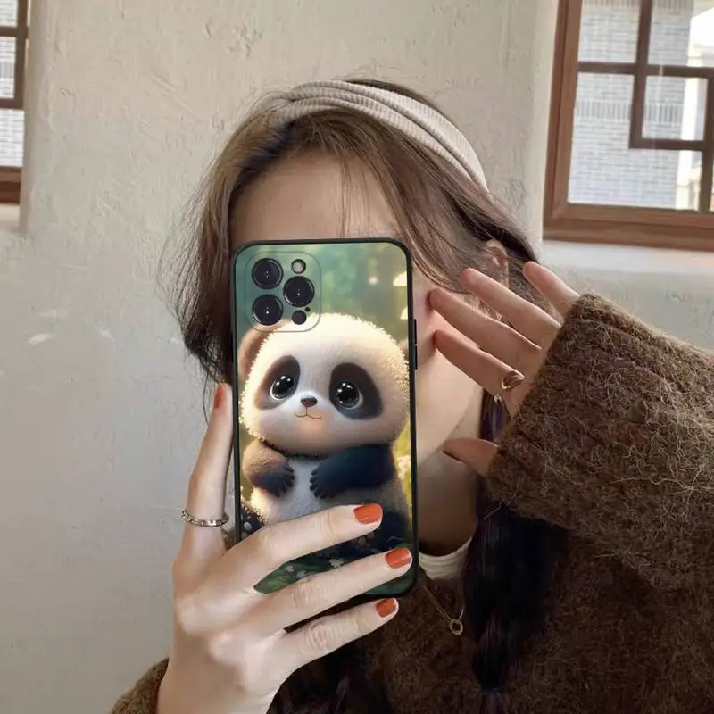 YNDFCNB Cute Panda Phone Case for iPhone 11 12 13 mini pro XS MAX 8 7 6 6S Plus X 5S SE 2020 XR case