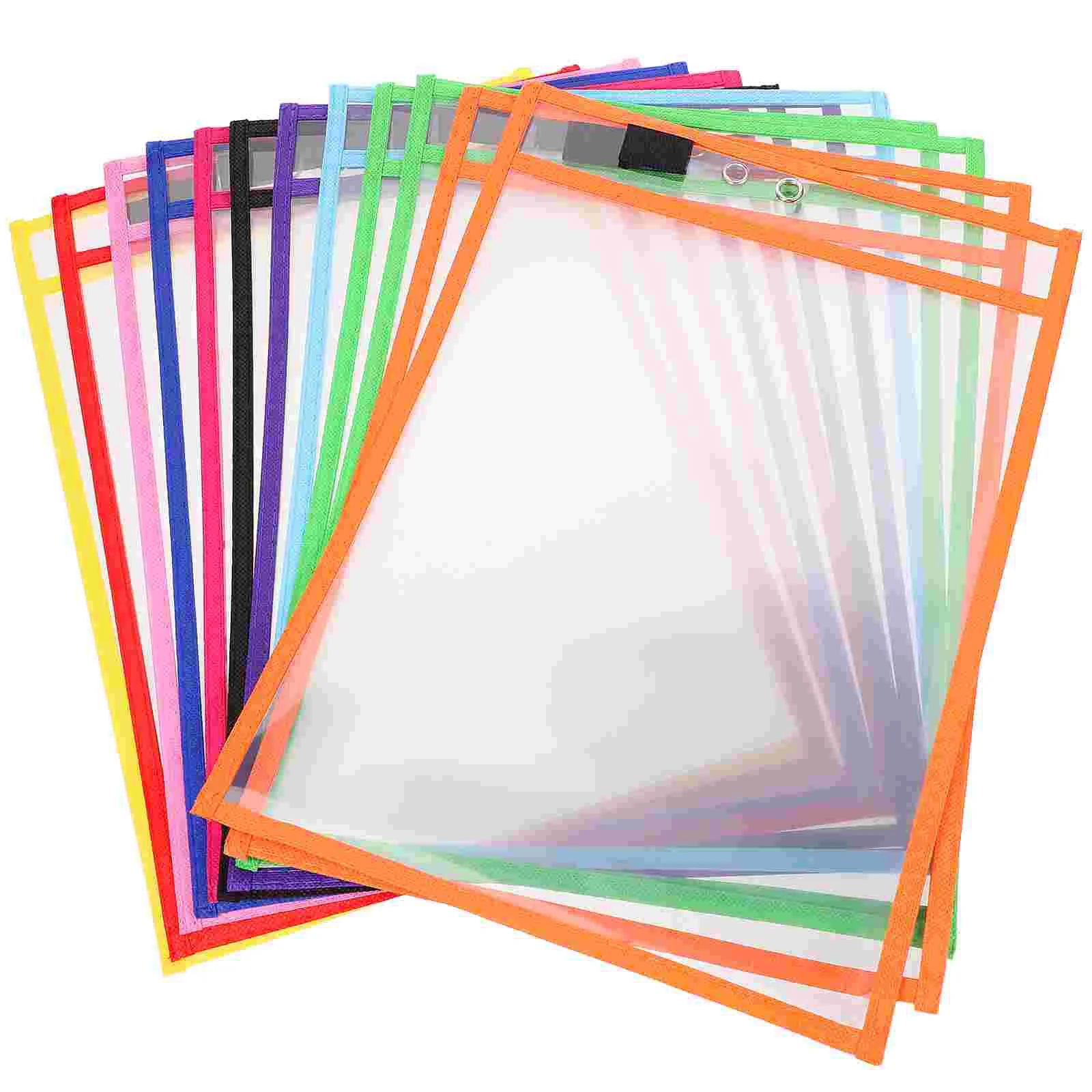 

Dry Erase Pockets Reusable Sleeves with Marker Pen Holder Pocket Sleeves 12pcs for School Office Teacher Student Stationery