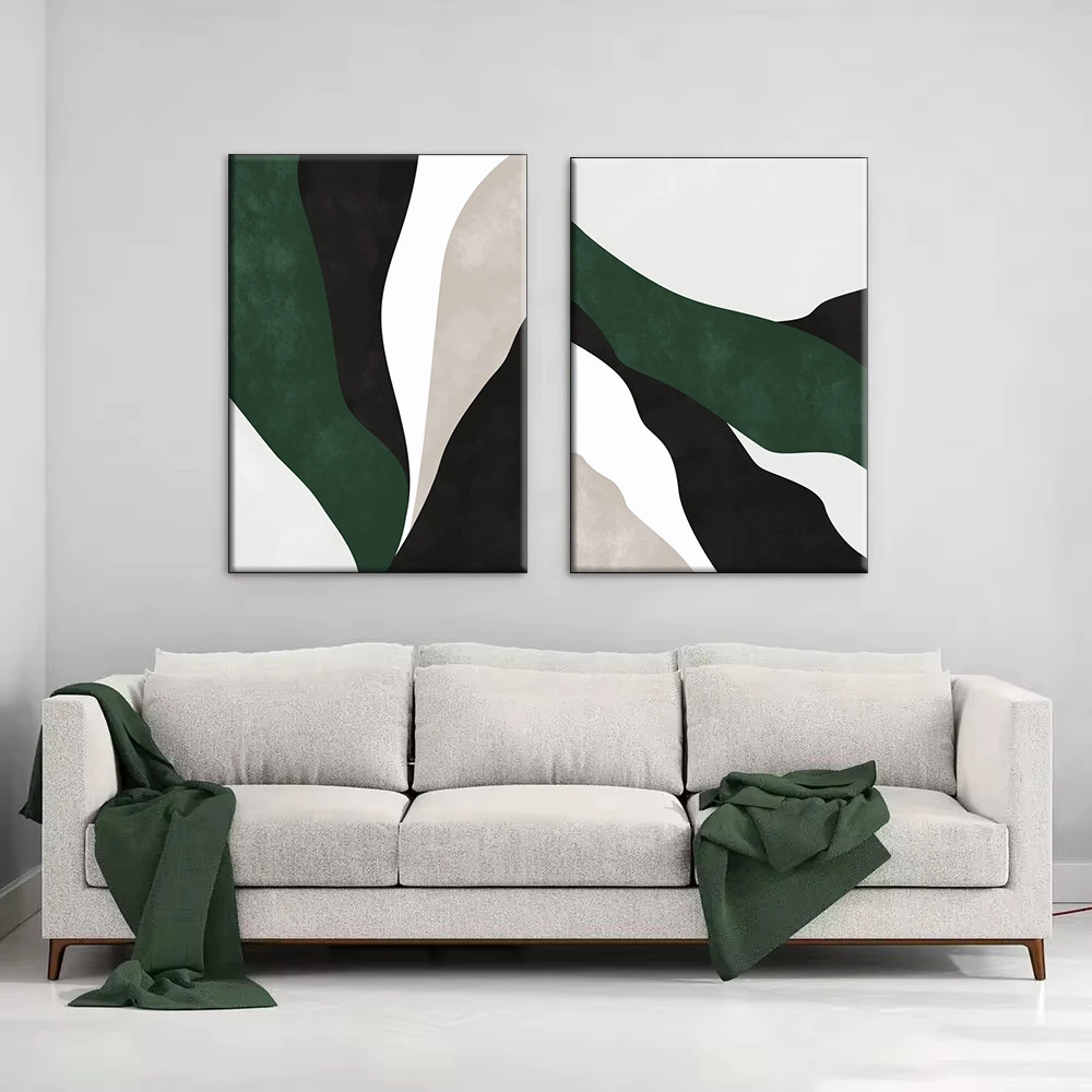 Современные абстрактные темно-черные зеленые постеры настенное искусство холст