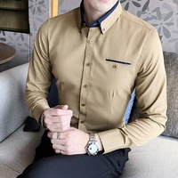 2022 groom married dress shirtsmale slim fit high quality lapels business long sleeve shirtsman solid color casual shirts 8xl