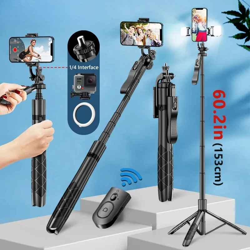 

L1530mm bezprzewodowy statyw do Selfie stojak składany Monopod do Gopro kamery sportowe smartfonów równowagi stały strzelanie