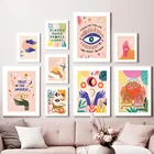 Настенная картина в стиле бохо с изображением леопарда, пальмы, Луны, листьев