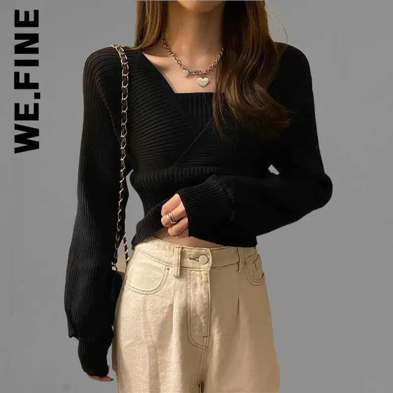 

We.Fine Women Sweater New Knitted Soft Girl Jumper Women's Jumper 2022 Long Sleeve Korean Sweaters Women Casual Leisure Female
