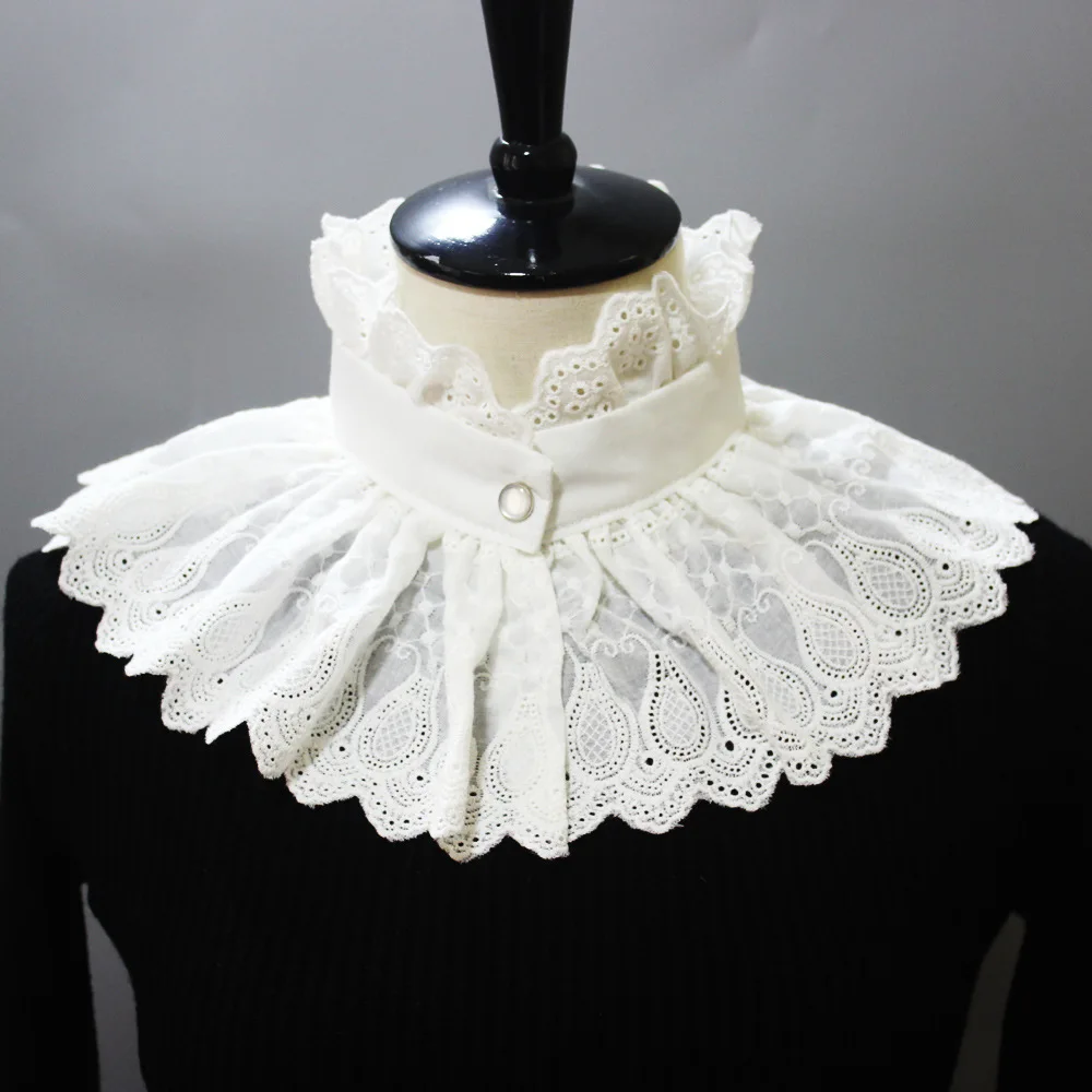 

Cotton Embroidered Turtleneck Shawl Fake Collar for Women Shirt Dress Neck Ties False Collar Decorative Female Detachabel Collar