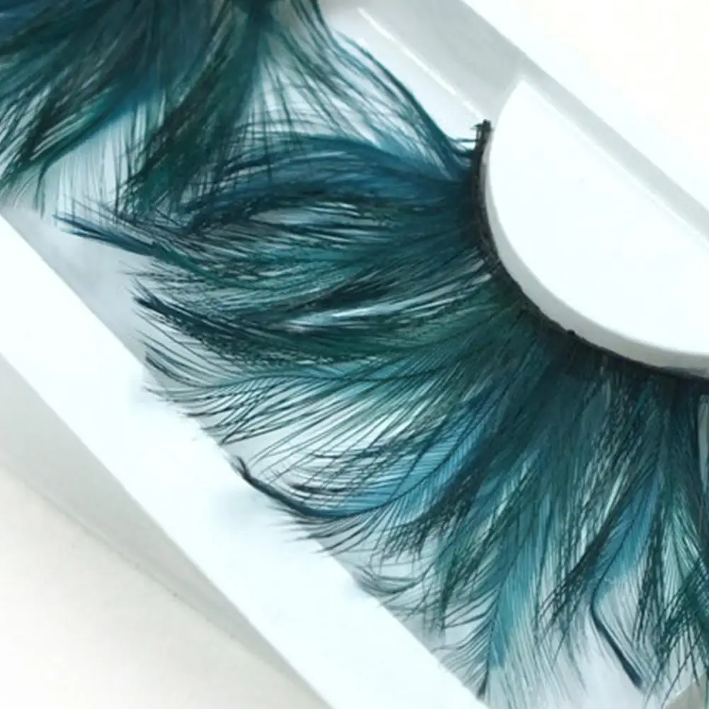 1 пара 3D искусственных перьев натуральные и густые Зеленые ресницы искусство