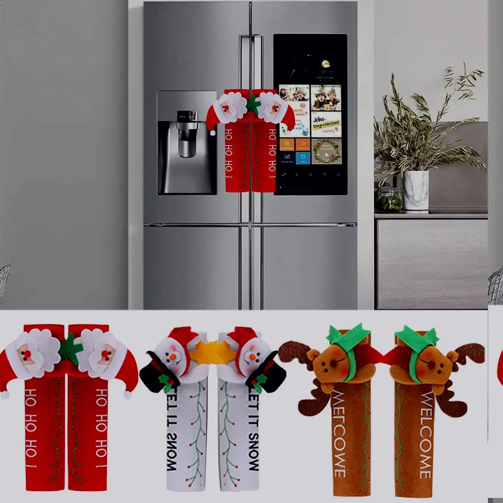 

2023 рождественские чехлы на ручки холодильника Санта Клаус украшение ручка новый чехол Рождество микроволновка год дверь посудомоечная маш...