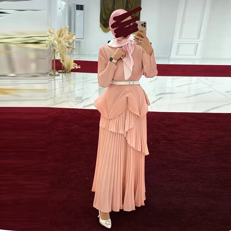 Плиссированный комплект из 2 предметов с нерегулярным фонариком юбка + длинное