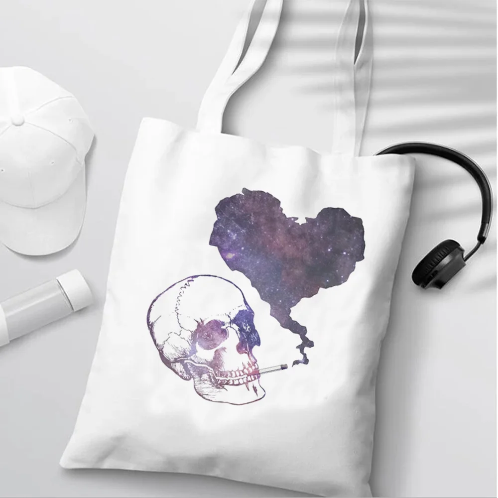 

90s aesthetic skull shopping bag bolsa jute bag cotton tote shopper canvas bag sac cabas shoping cabas